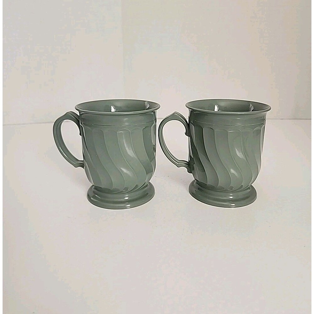 Lot Of 2 Vintage Turnbury by Dinex Avocado Swirl Coffee Mug #3000
